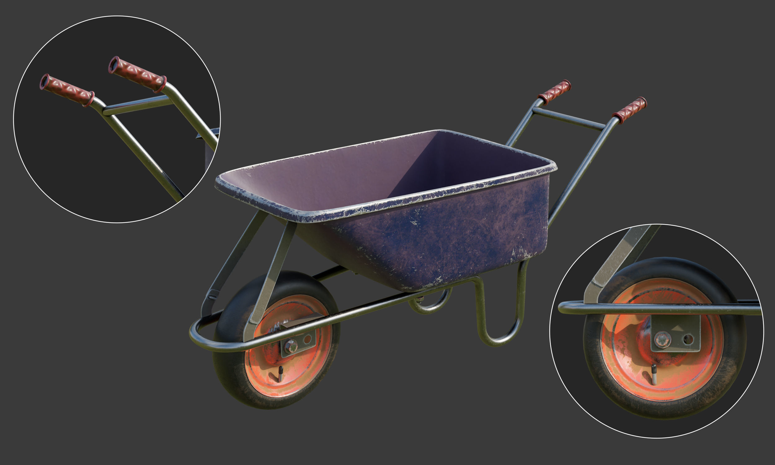 Shovel Spading Fork and Wheelbarrow Collection  3D model_3