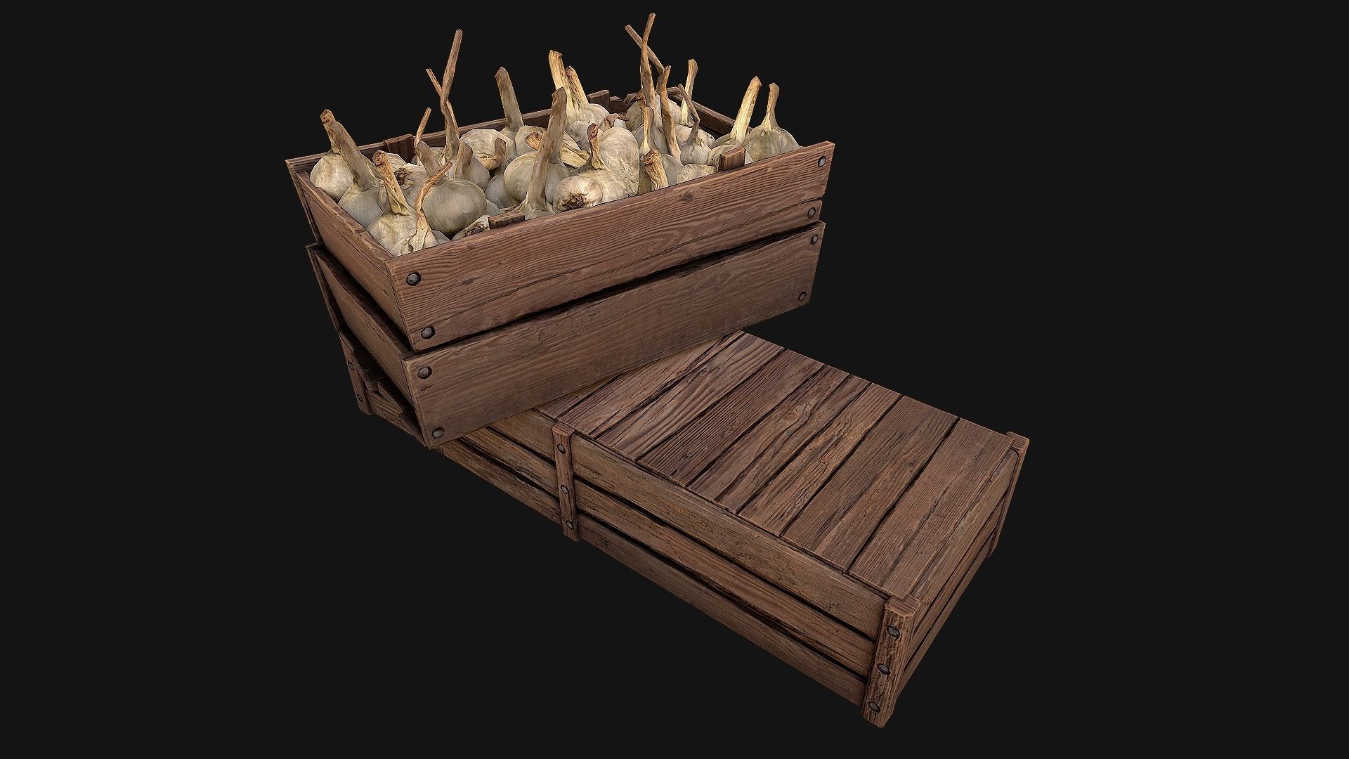 Garlic Box Crate Stand Low-poly 3D model_12