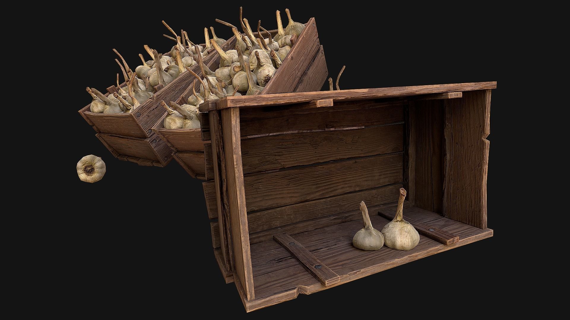 Garlic Box Crate Stand Low-poly 3D model_9