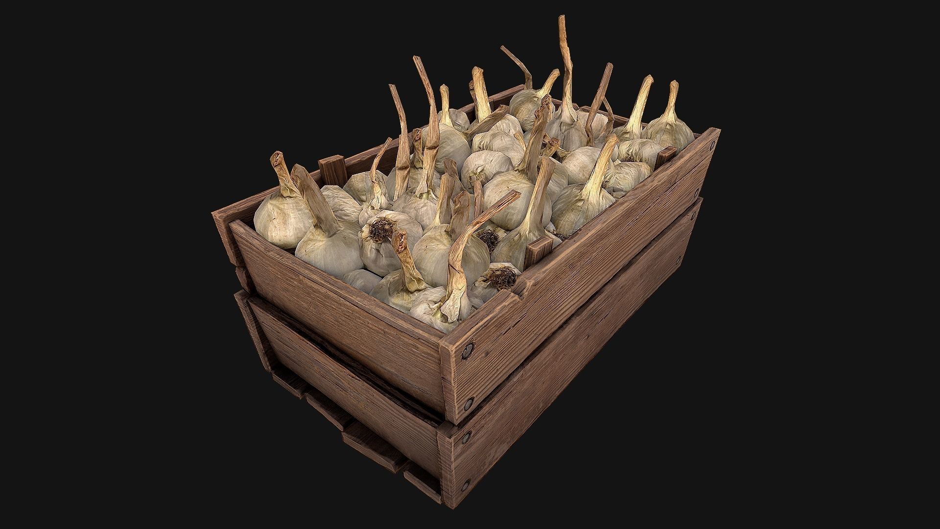 Garlic Box Crate Stand Low-poly 3D model_20