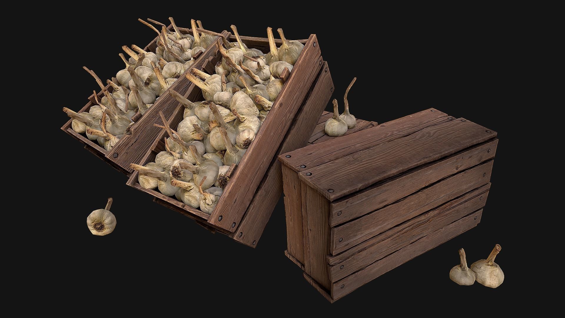 Garlic Box Crate Stand Low-poly 3D model_10