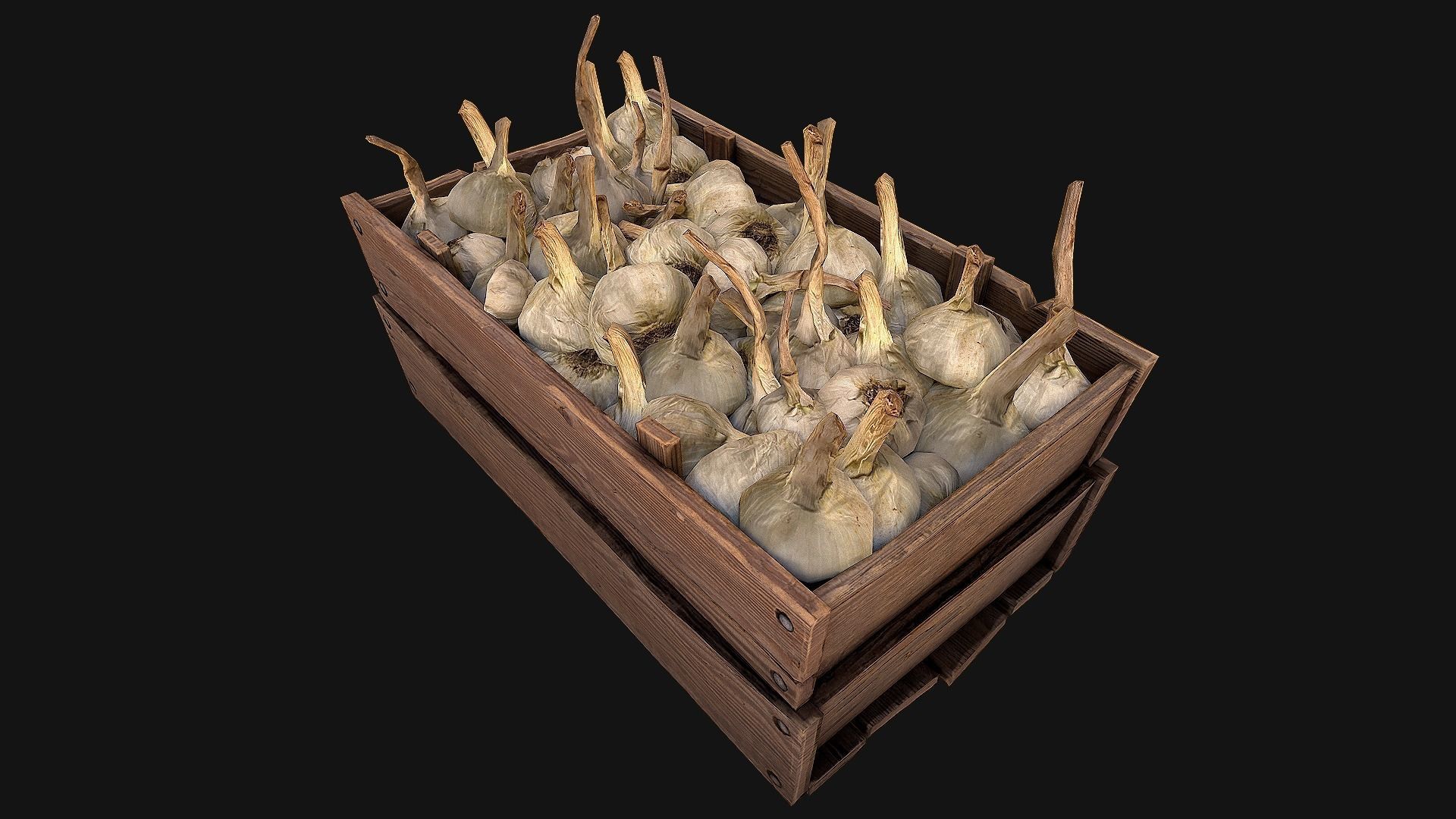 Garlic Box Crate Stand Low-poly 3D model_14