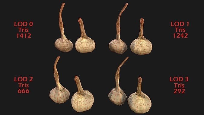 Garlic Box Crate Vegetable Bazaar Stand Stall Market Low-poly 3D model 4
