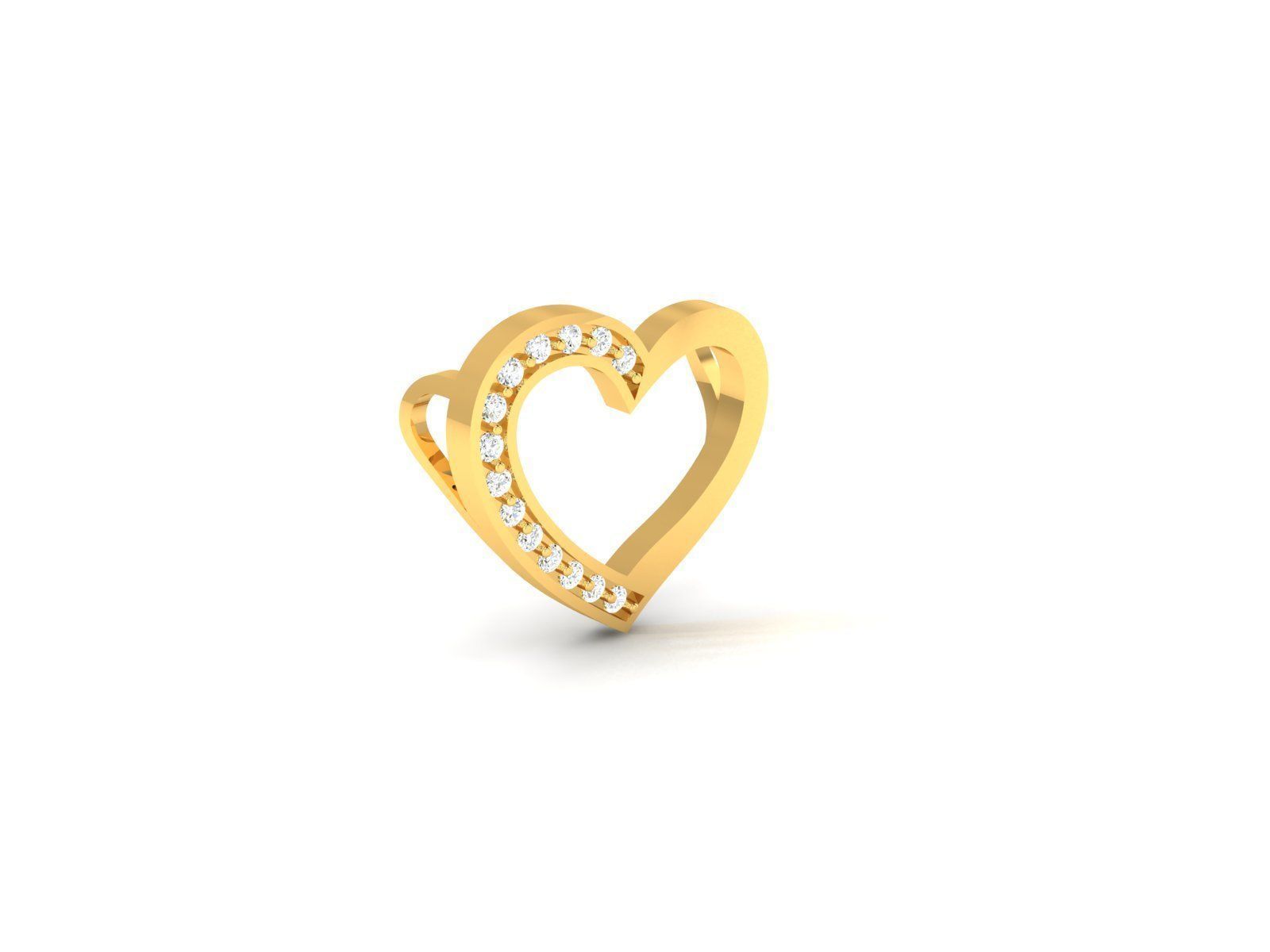 Solitaire Heart Pendants 3D print model_1
