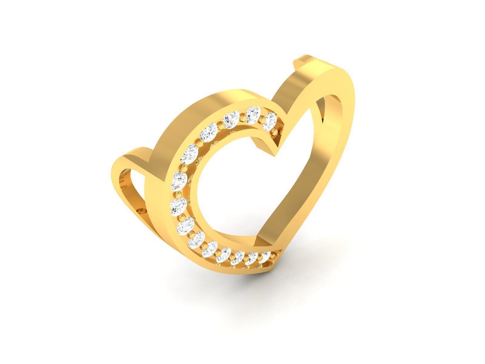 Solitaire Heart Pendants 3D print model_9