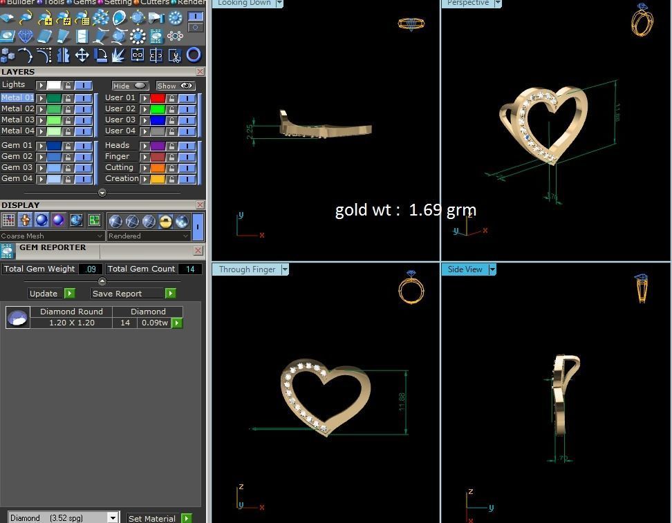 Solitaire Heart Pendants 3D print model_7