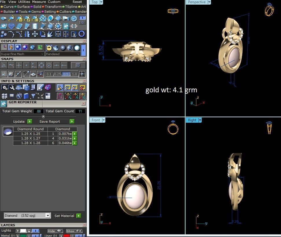 Solitaire Opal Stone Pendants  3D print model_6