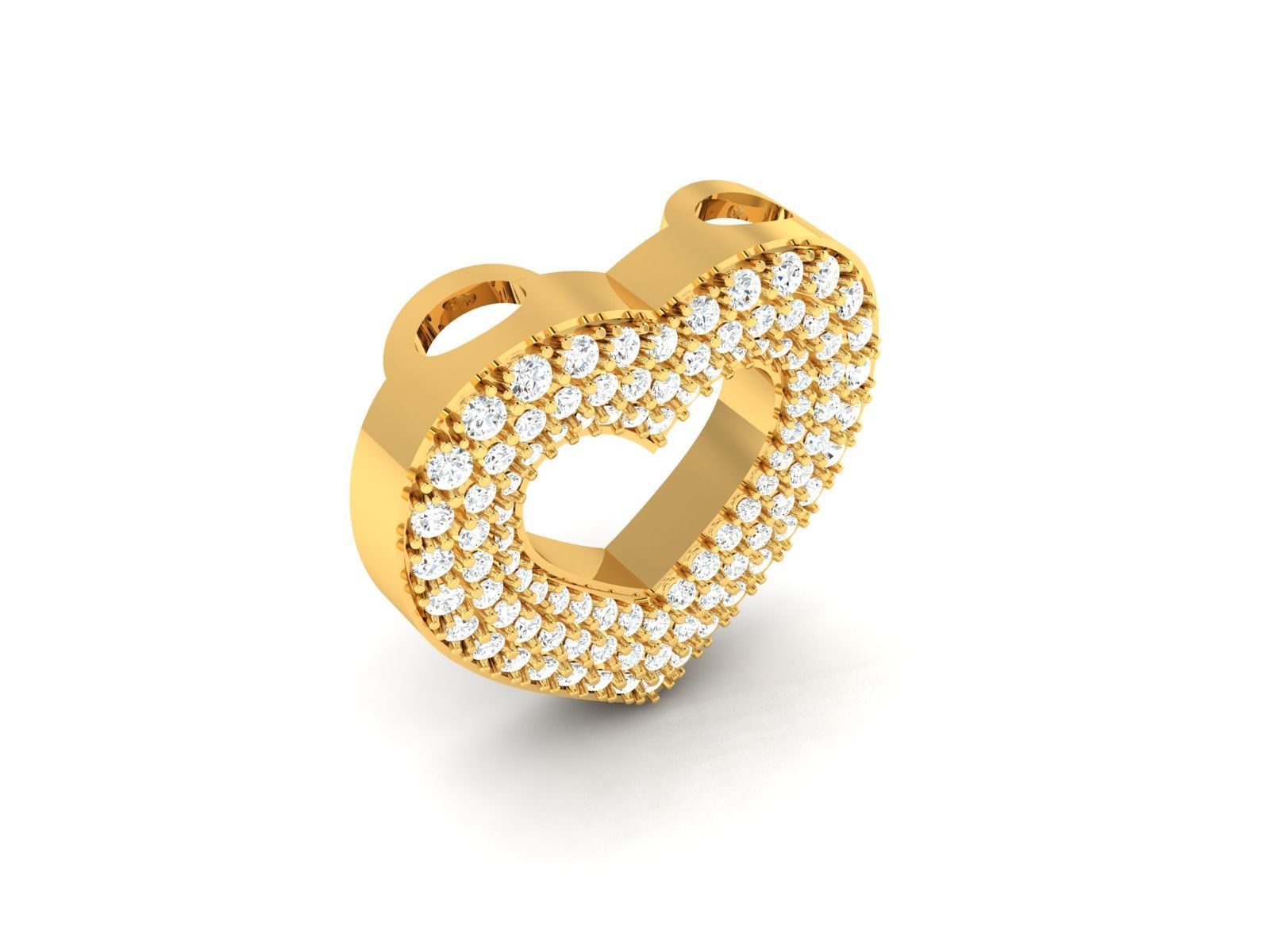 Solitaire Heart Pendants 3D print model_11