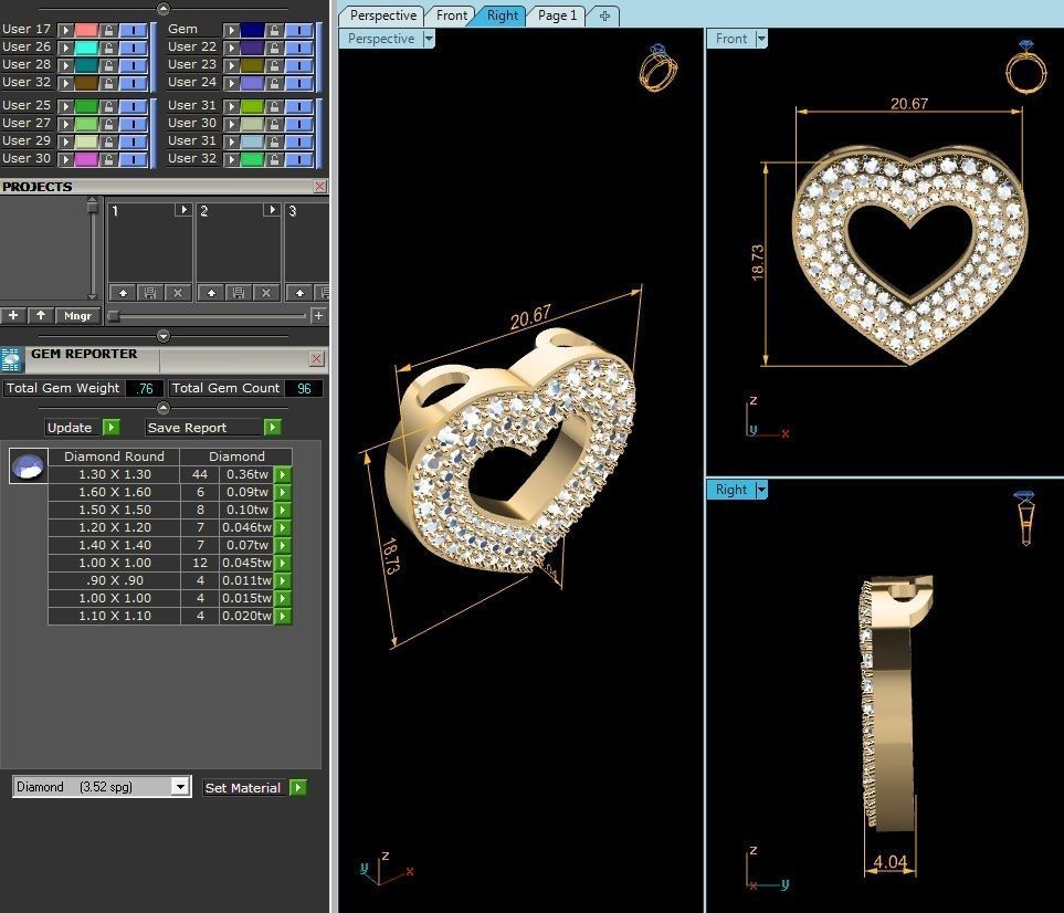 Solitaire Heart Pendants 3D print model_12