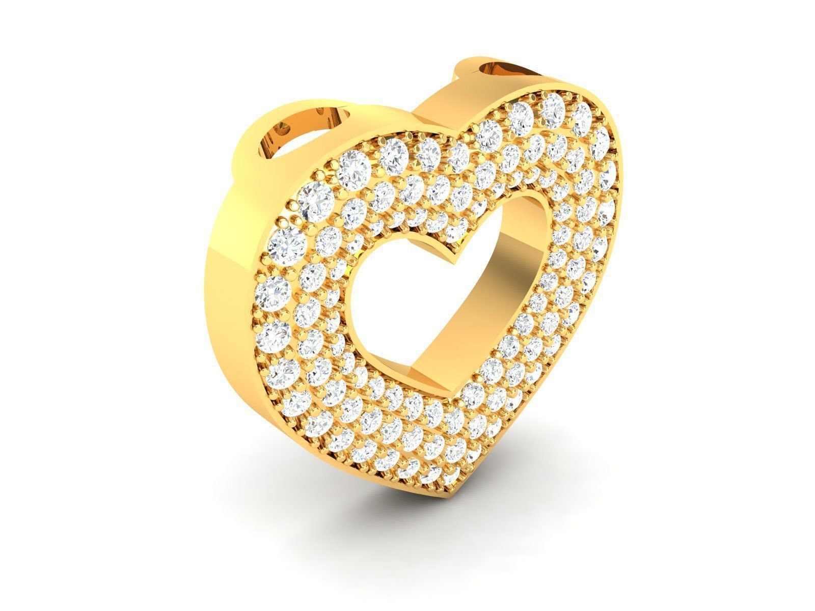 Solitaire Heart Pendants 3D print model_1