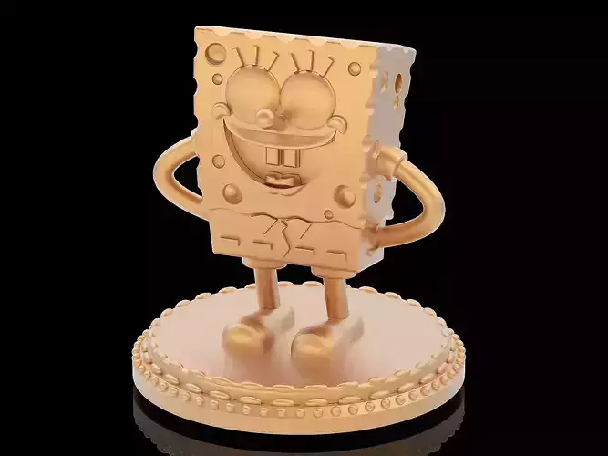 Statue Sponge Bob printable 3D gold silvermodel sterling