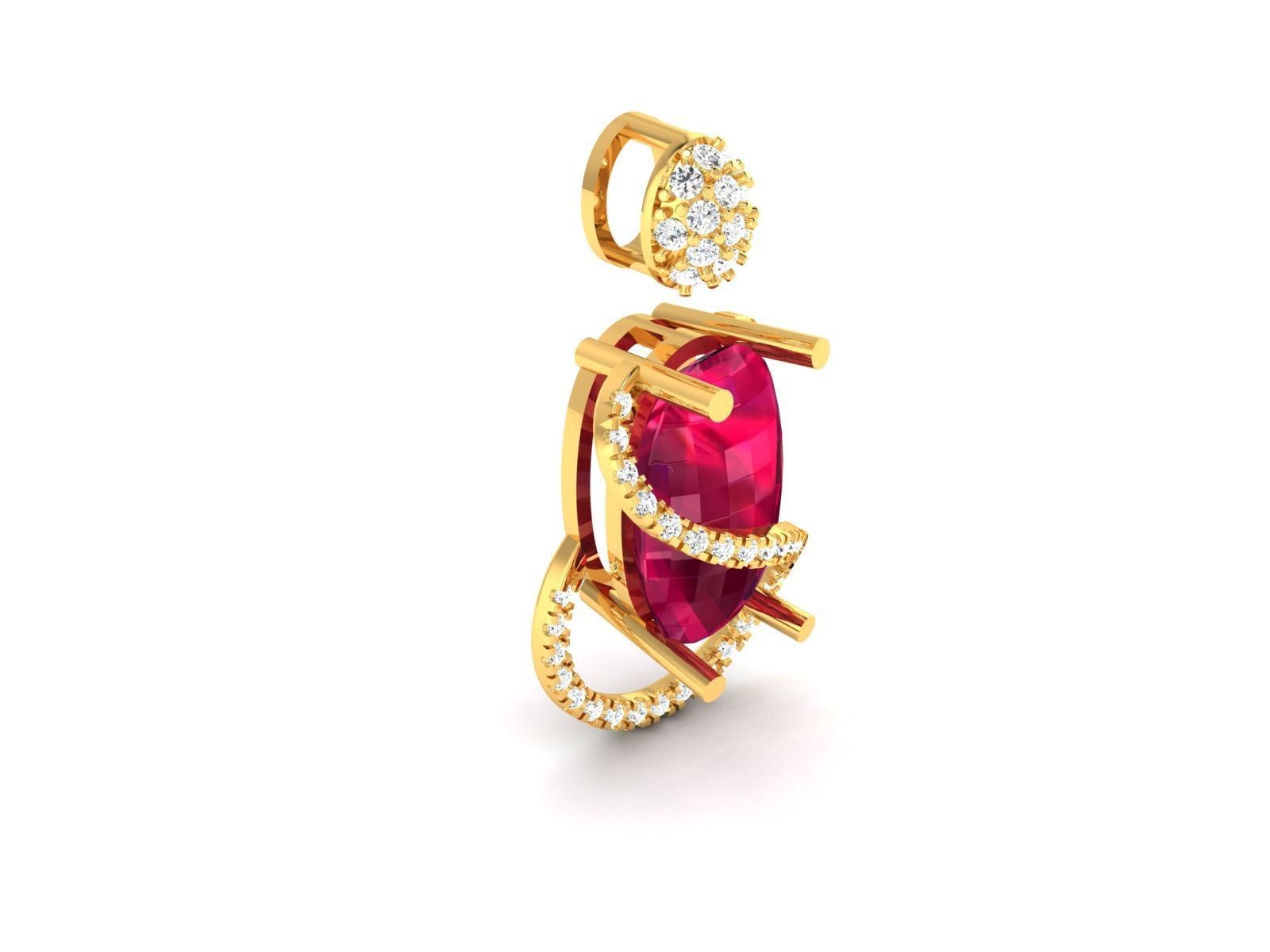 Solitaire Oval Diamond Pendants 3D print model_2