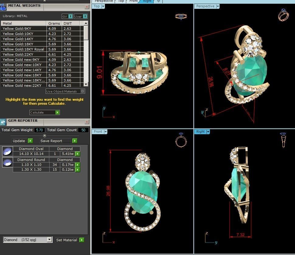 Solitaire Oval Diamond Pendants 3D print model_5
