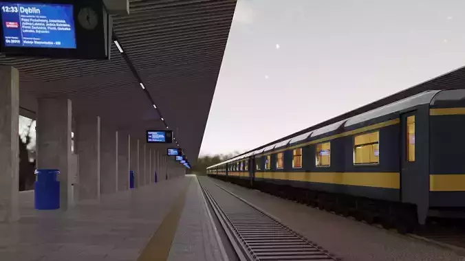 Railway Station Assets With Train Interior