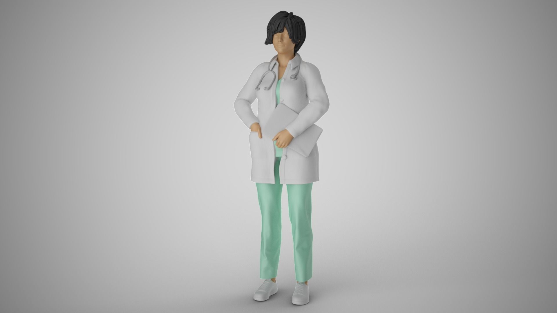 Paramedic female doctor 3D print model_10