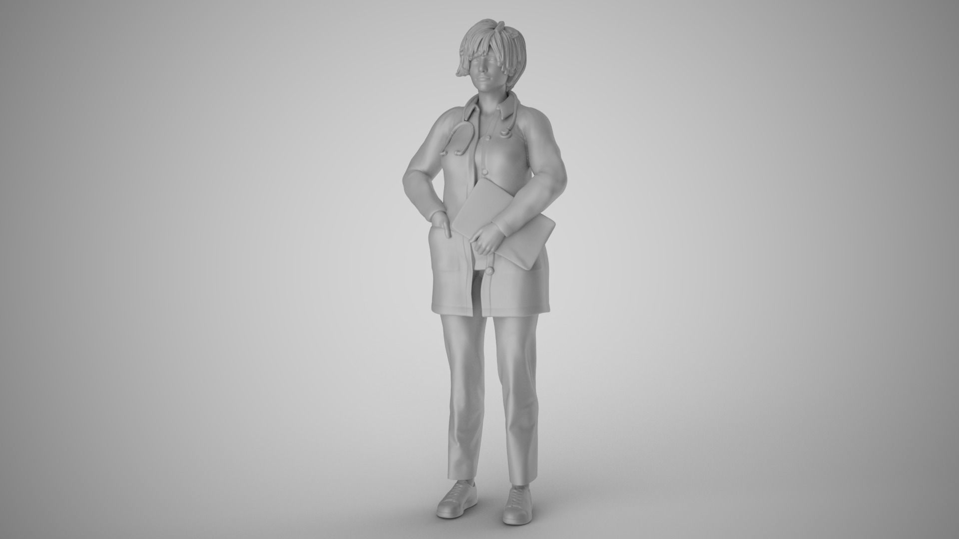 Paramedic female doctor 3D print model_1