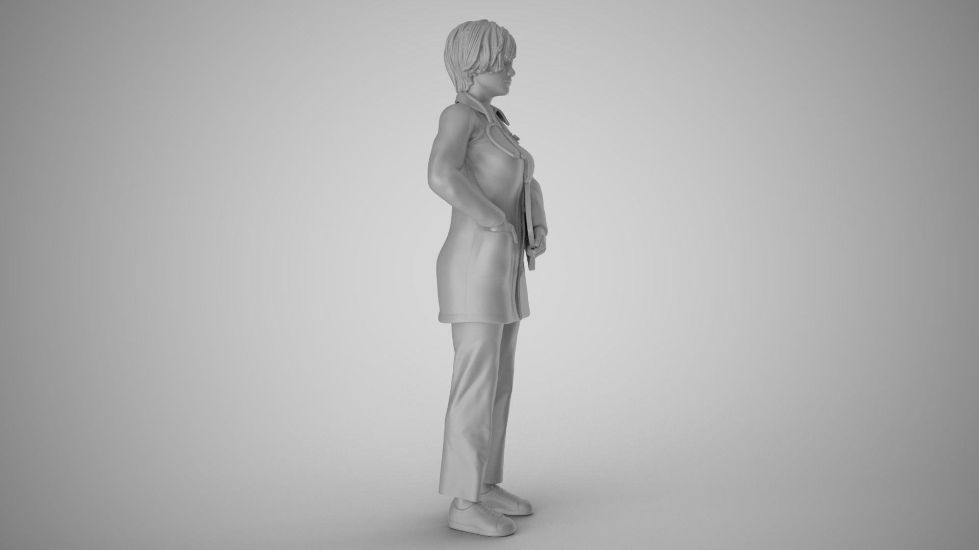 Paramedic female doctor 3D print model_3