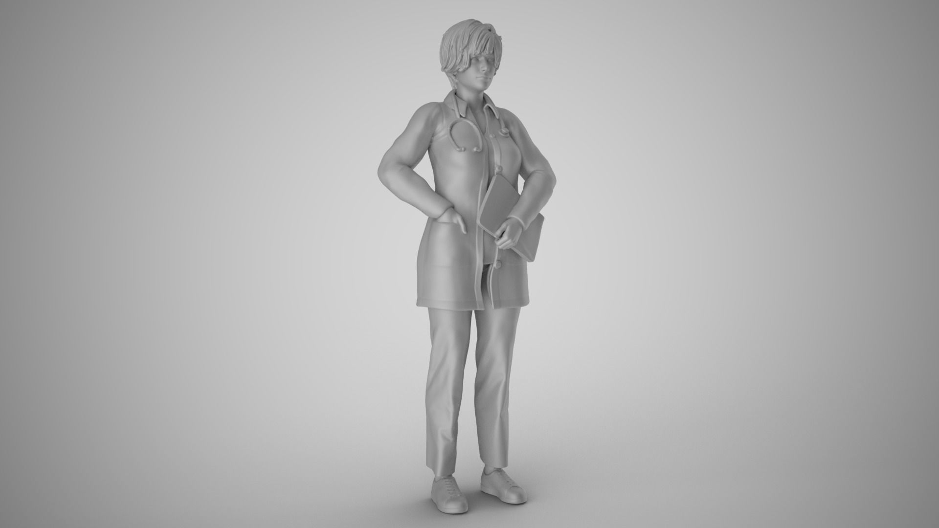 Paramedic female doctor 3D print model_2