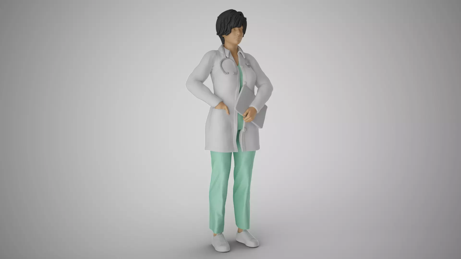 Paramedic female doctor 3D print model_0