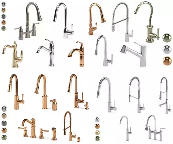 15 MOEN kitchen faucet - 5 KRAUS kitchen faucet 3D Model Collection