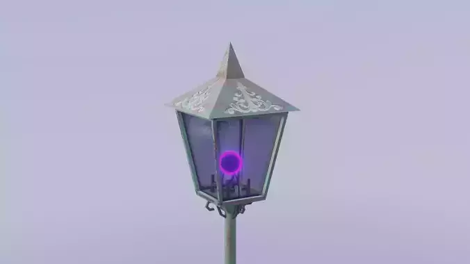 stylized steampunk lamp staff PBR Game ready