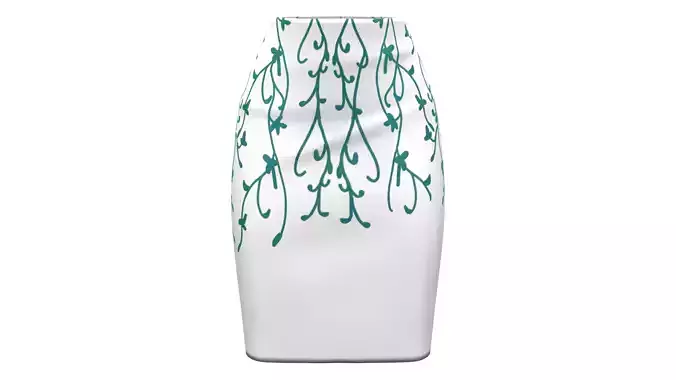 Flower Pattern Knee Length White Pencil Skirt