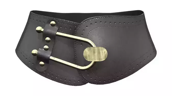 Wide Black Leather Belt With Large Buckle