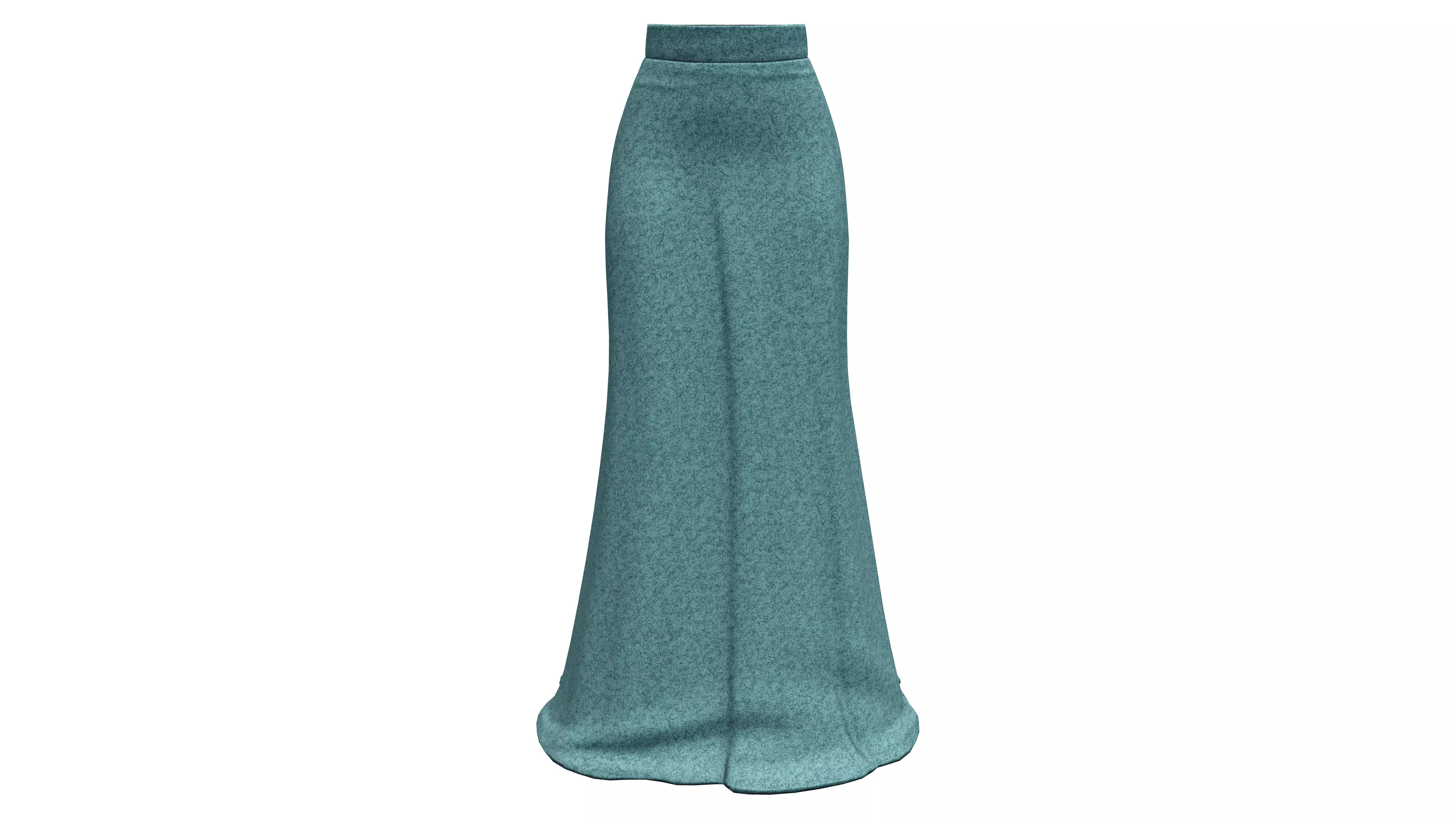 Elegant Slim Green Long Mermaid Style Skirt With Train Low-poly 3D model