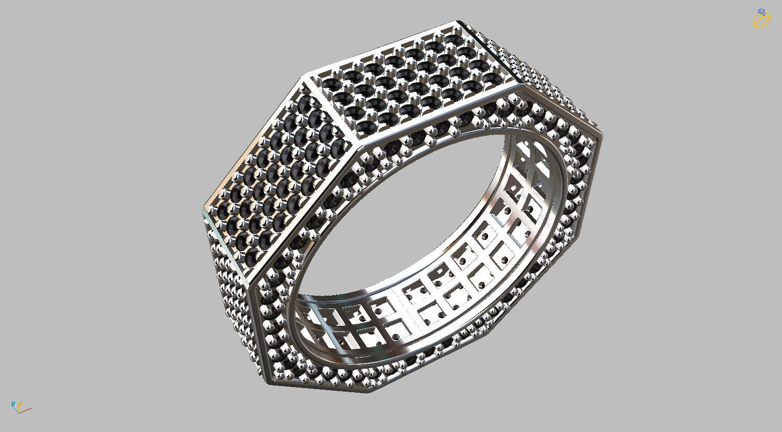 Octagonal Ring Gemstones 3D print model_3