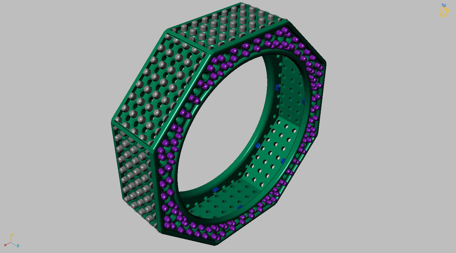 Octagonal Ring Gemstones 3D print model_8