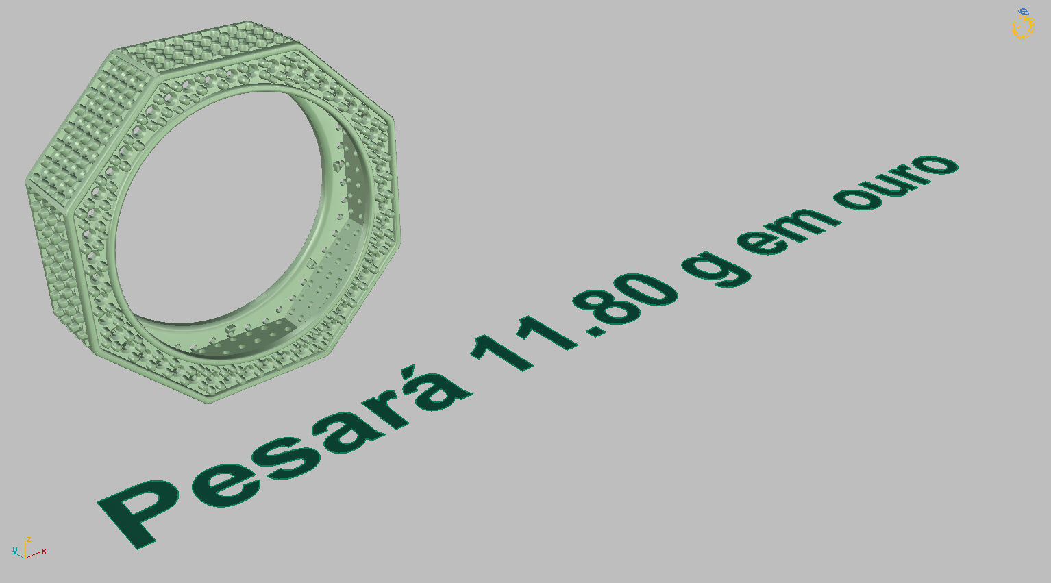 Octagonal Ring Gemstones 3D print model_12