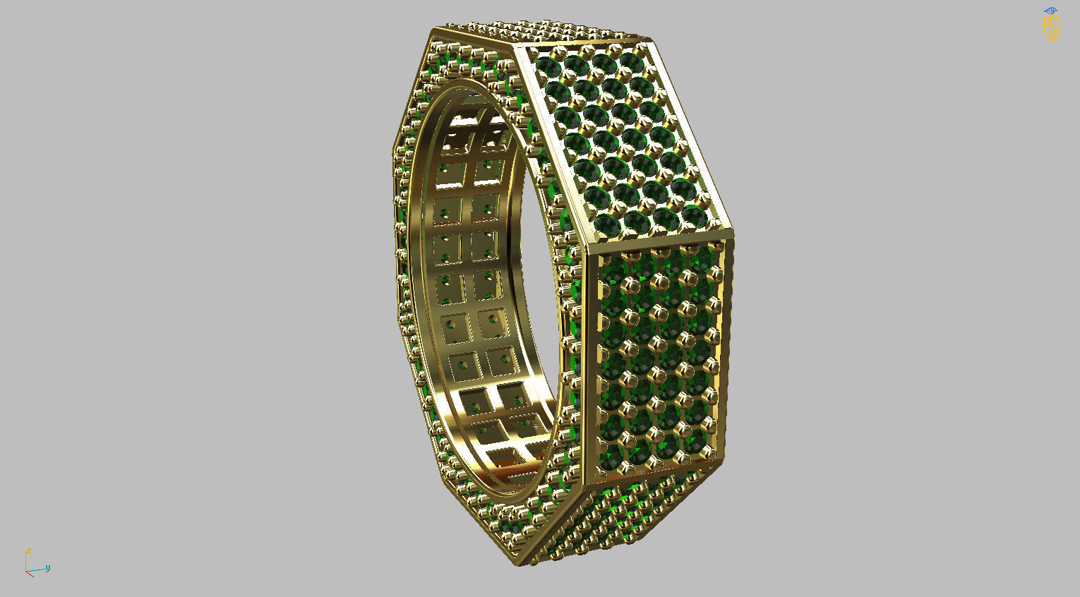 Octagonal Ring Gemstones 3D print model_4