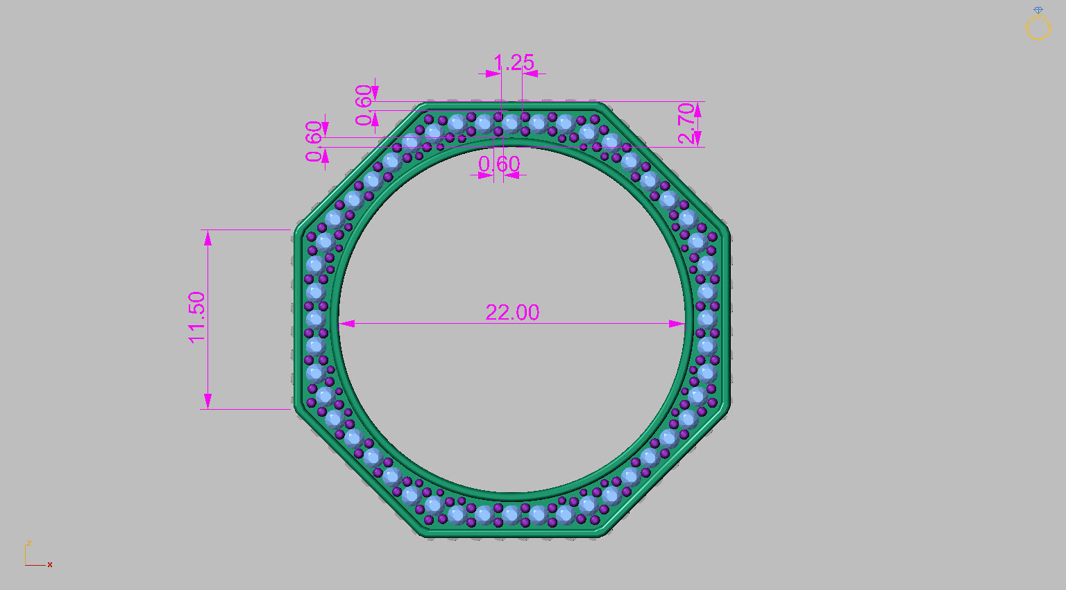 Octagonal Ring Gemstones 3D print model_10