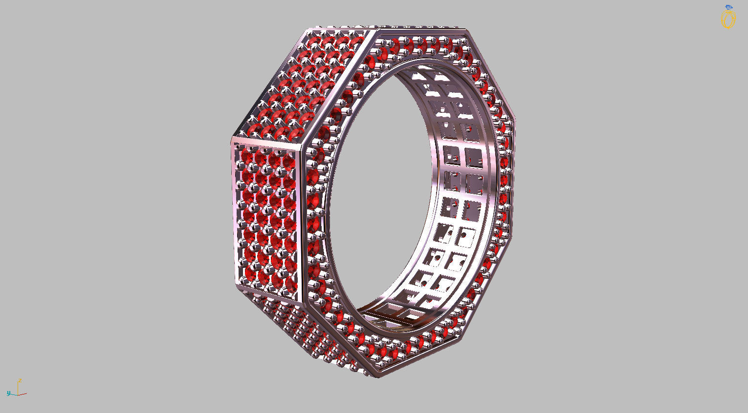 Octagonal Ring Gemstones 3D print model_5