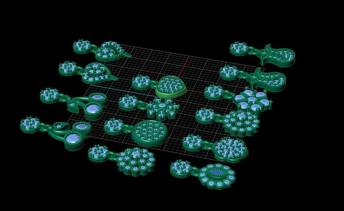 tiny necklace earring 3D model_3