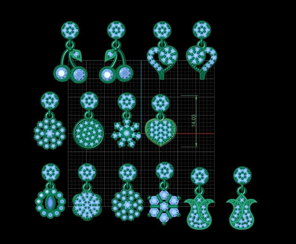 tiny necklace earring 3D model_2