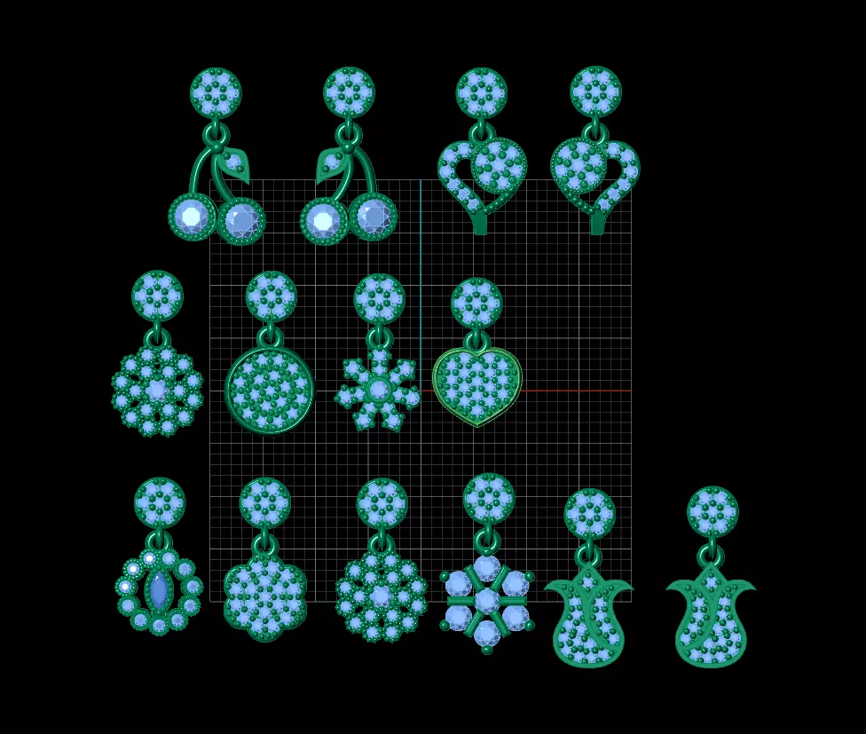 tiny necklace earring 3D model_0