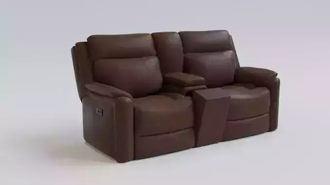 Leather Recliner Sofa with Console Low-poly 3D model
