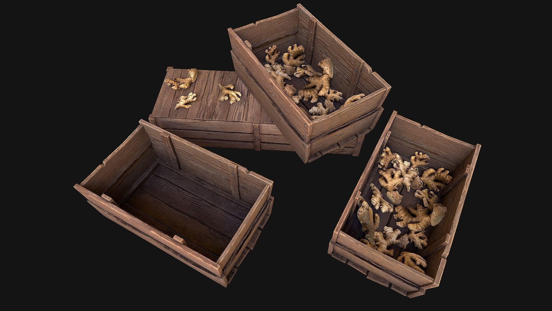 Crate Ginger Box Crate Stand Low-poly 3D model_5