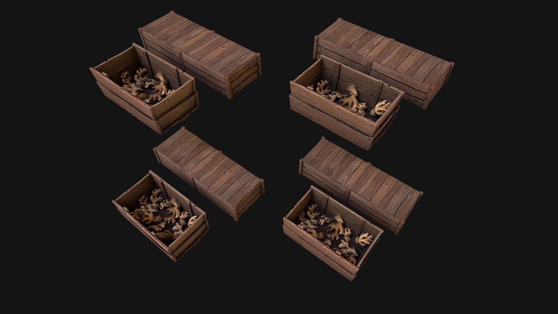 Crate Ginger Box Crate Stand Low-poly 3D model_3