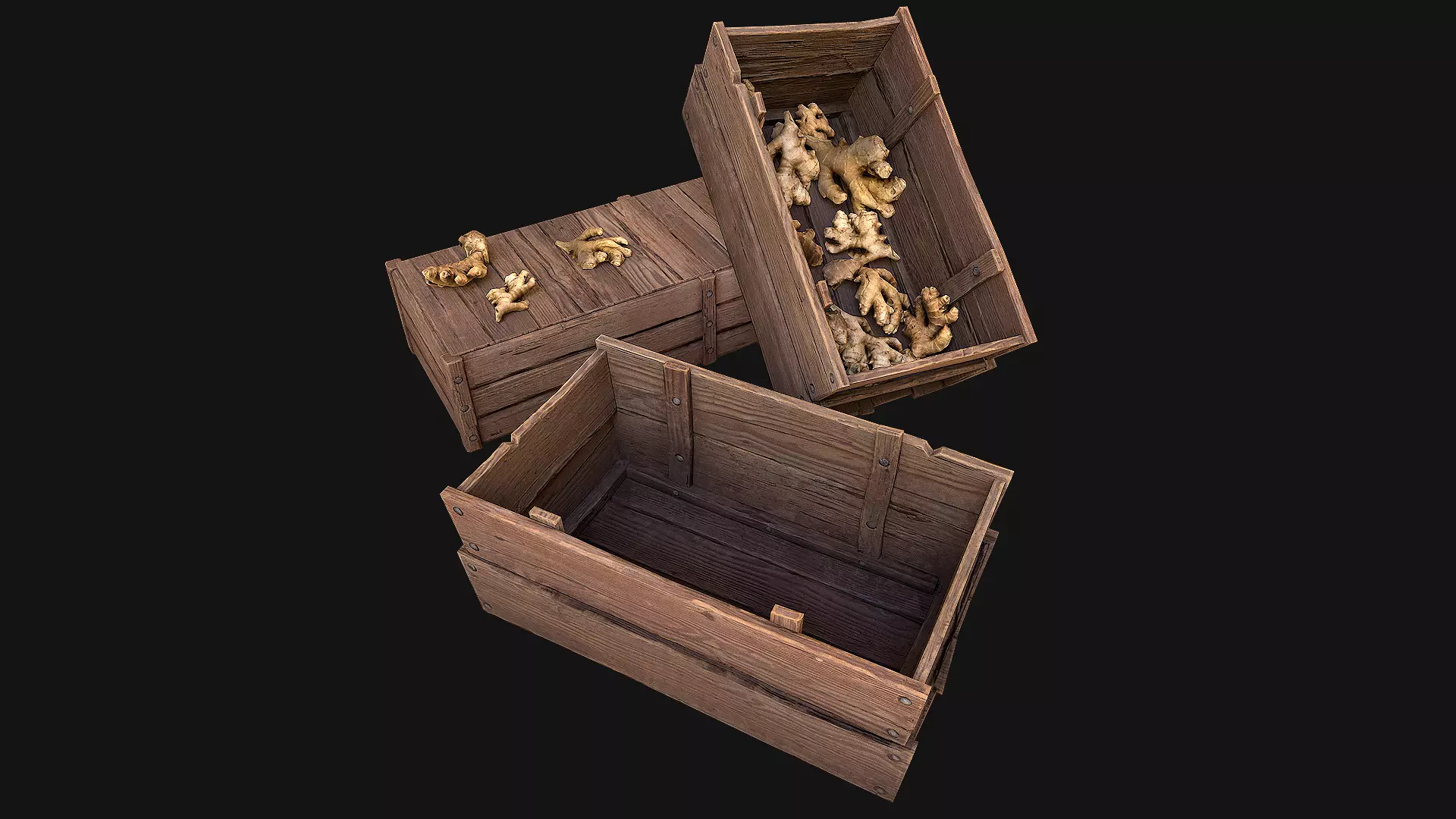 Crate Ginger Box Crate Stand Low-poly 3D model_0