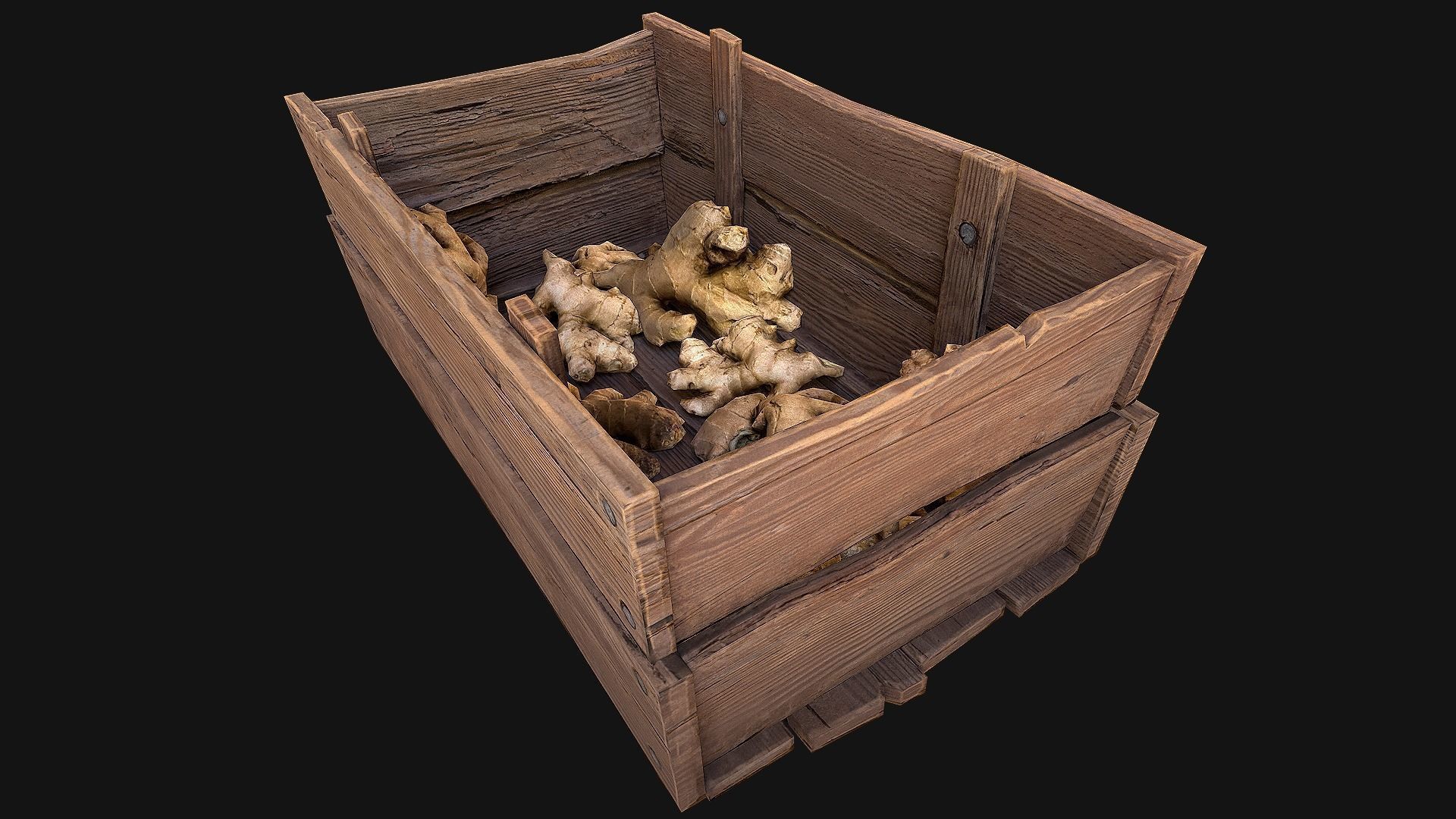 Crate Ginger Box Crate Stand Low-poly 3D model_11