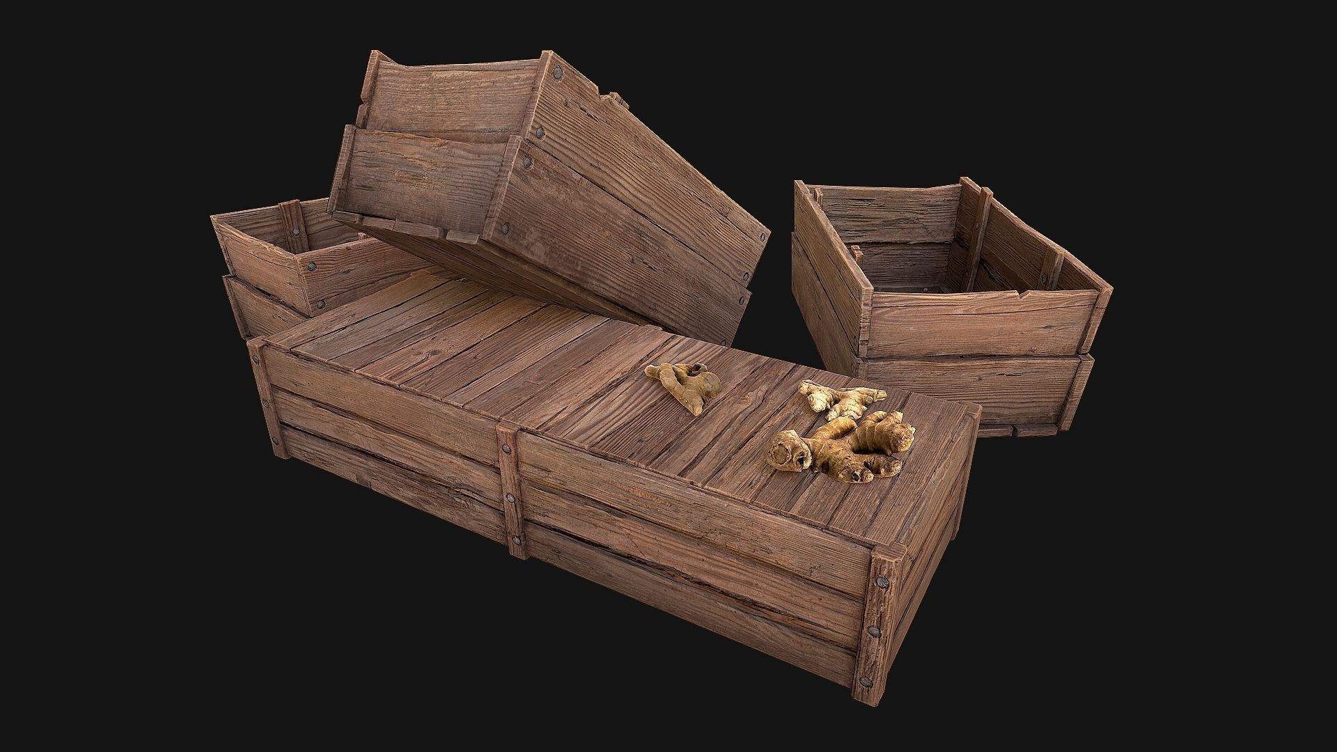 Crate Ginger Box Crate Stand Low-poly 3D model_6