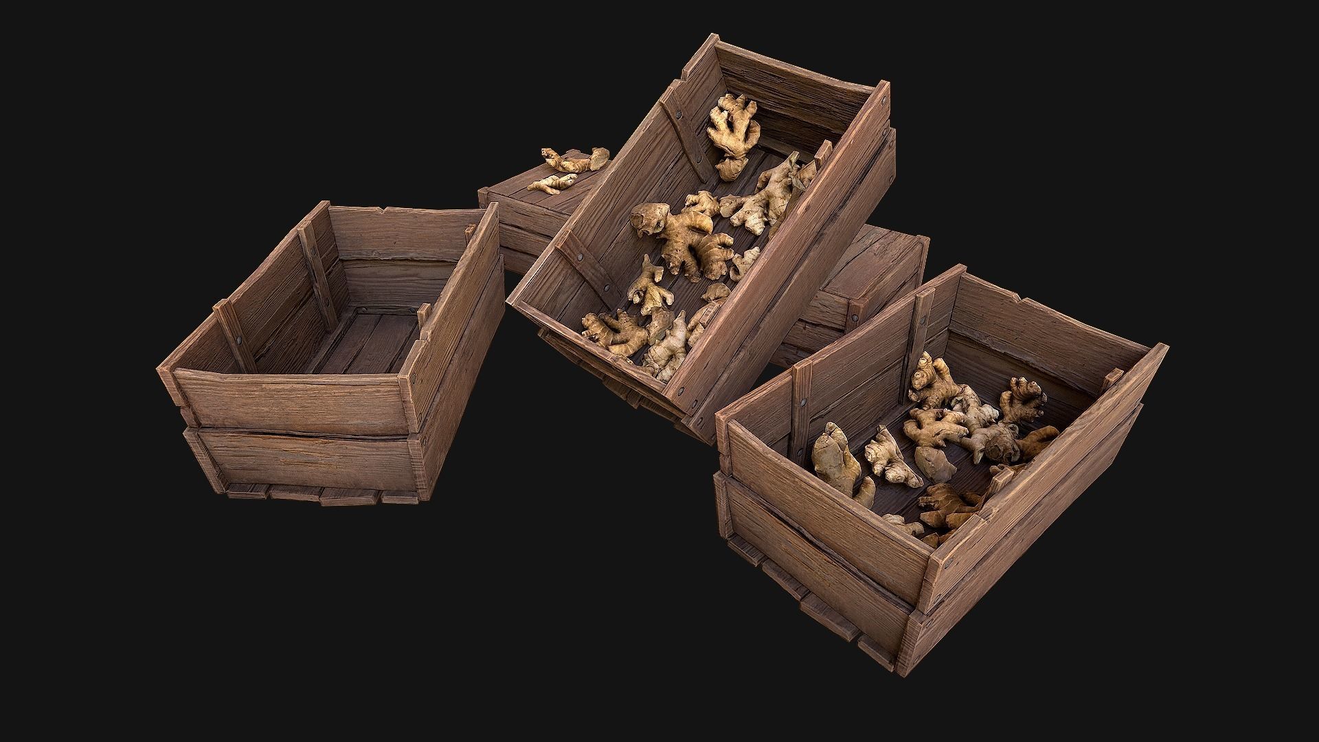 Crate Ginger Box Crate Stand Low-poly 3D model_4
