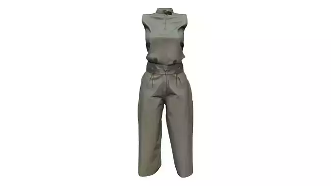 Sleeveless Top Loose Pants Outfit With Large Belt