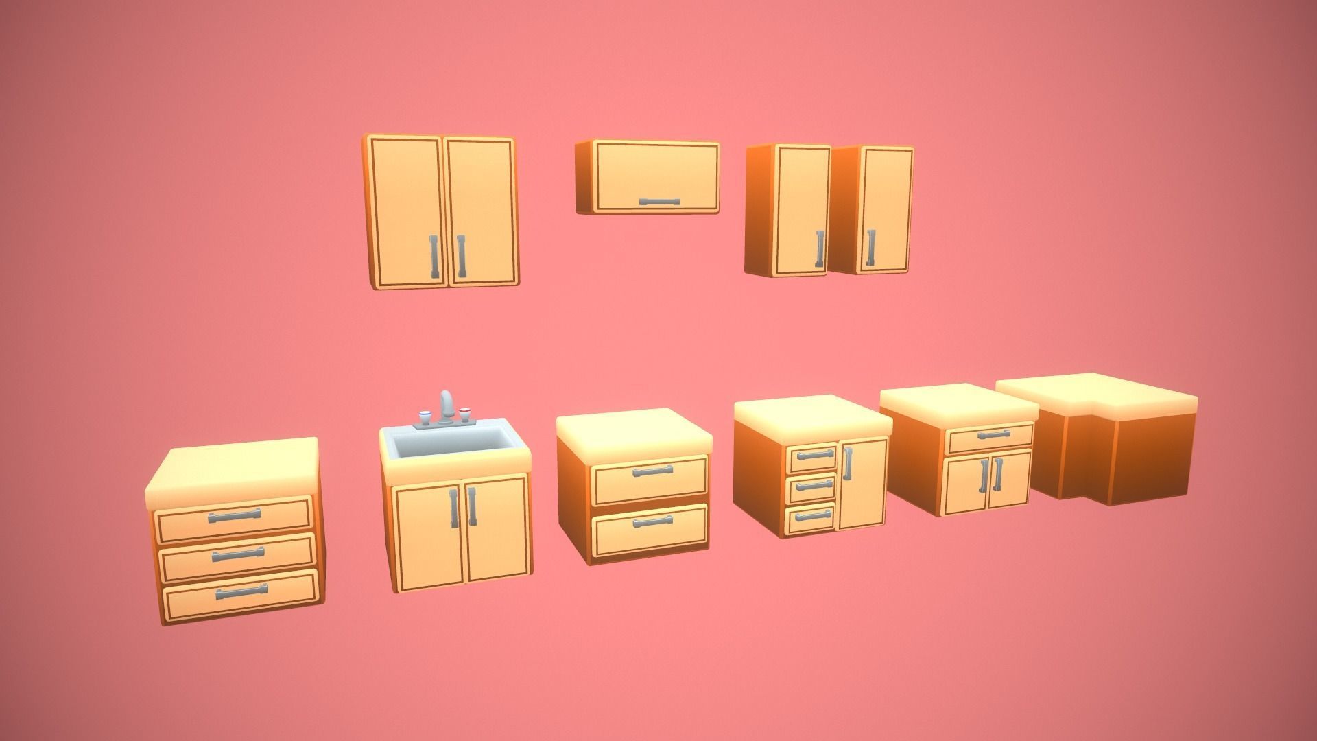 Furniture - Kitchen Pack Low-poly 3D model_6