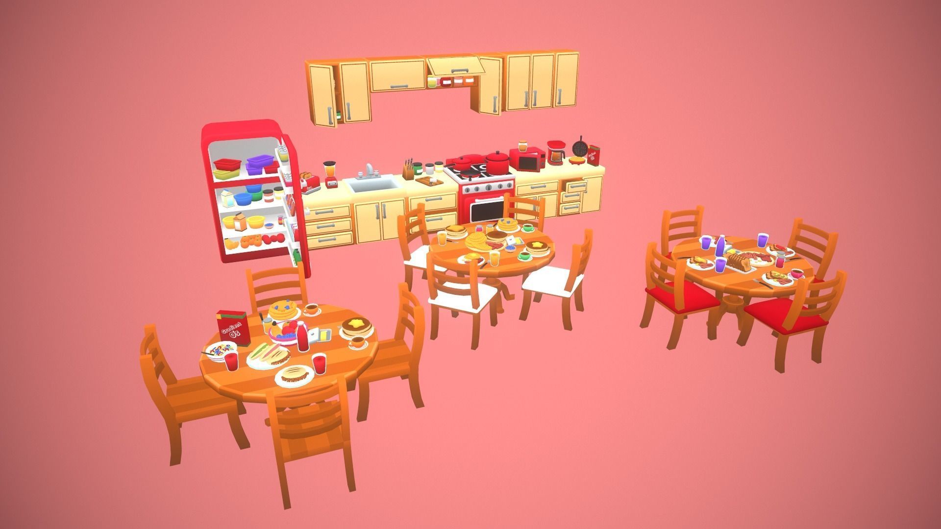 Furniture - Kitchen Pack Low-poly 3D model_5