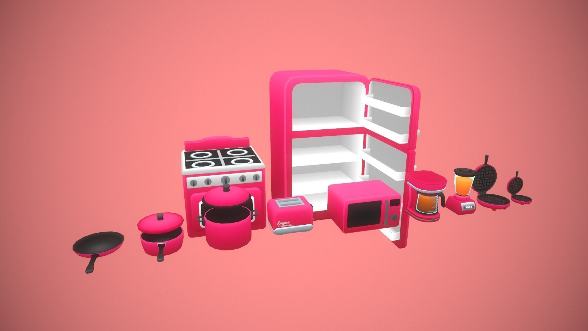 Furniture - Kitchen Pack Low-poly 3D model_7