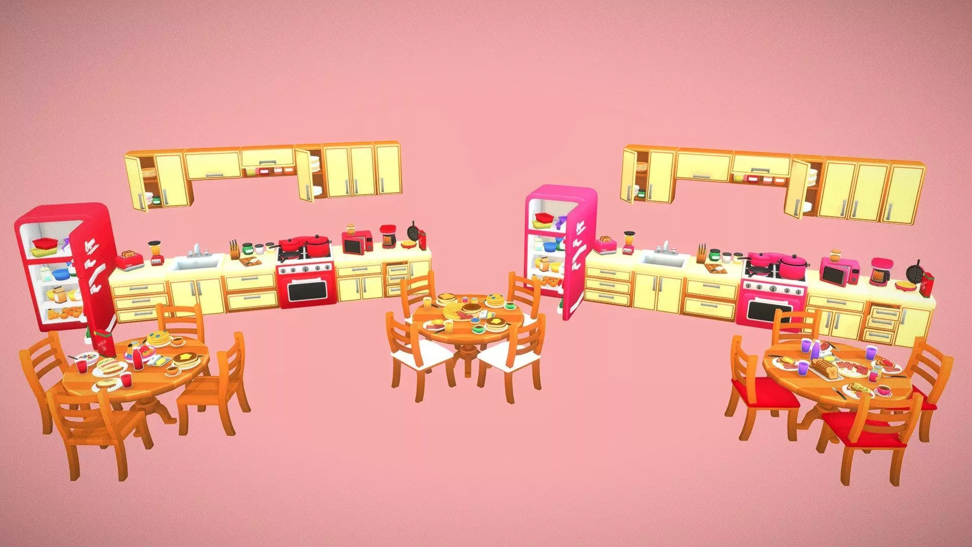 Furniture - Kitchen Pack Low-poly 3D model_0