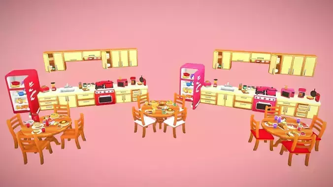 Furniture - Kitchen Pack Low-poly 3D model